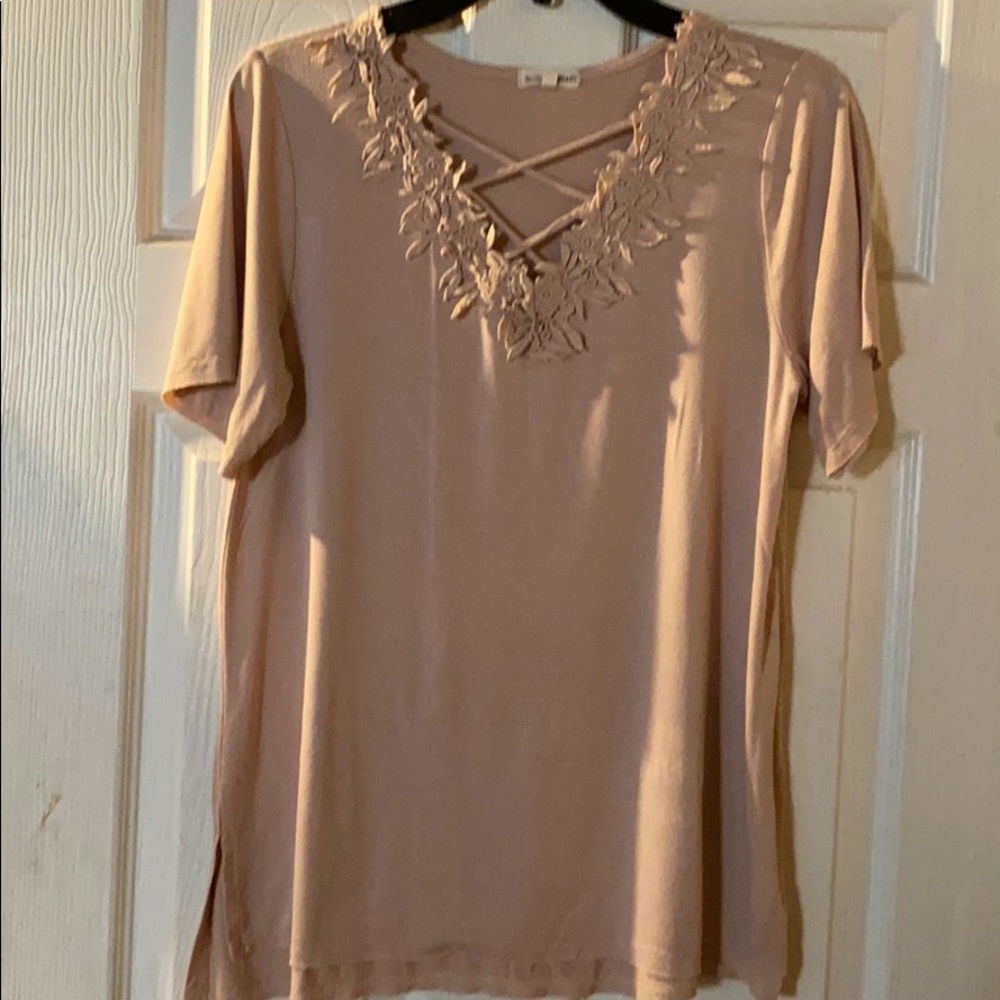 Blushing heart tunic gold pink blouse size-S - Picture 1 of 4
